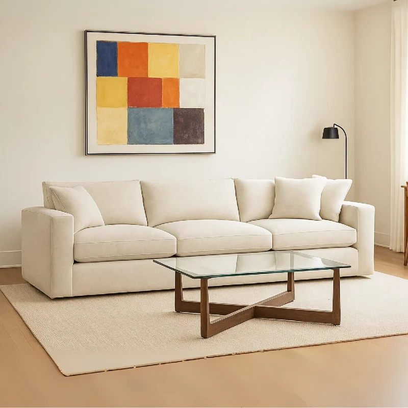 Sofá Emperador 5 Puestos Blanco Tela Anti Fluidos 300x95x85