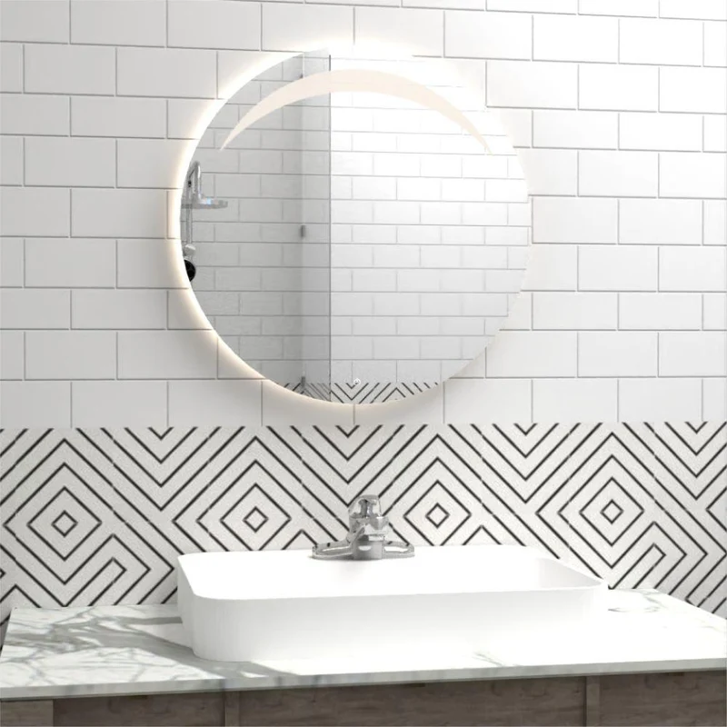 Espejo Circular Bombay, Gris, con Luz LED