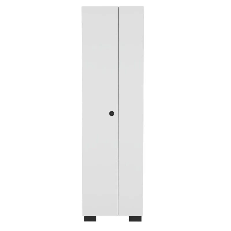 Mueble de Aseo Blake, Blanco, con Gran Espacio para Almacenar Artículos de Aseo y Colgadero de Escobas ZF