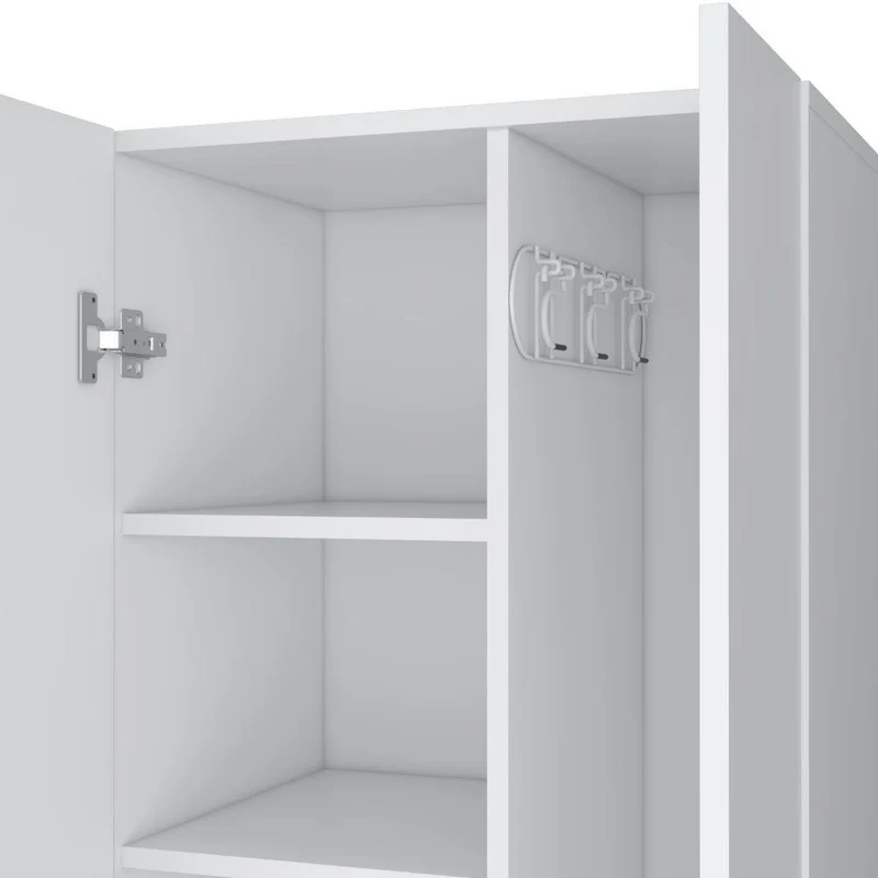 Mueble de Aseo Blake, Blanco, con Gran Espacio para Almacenar Artículos de Aseo y Colgadero de Escobas ZF