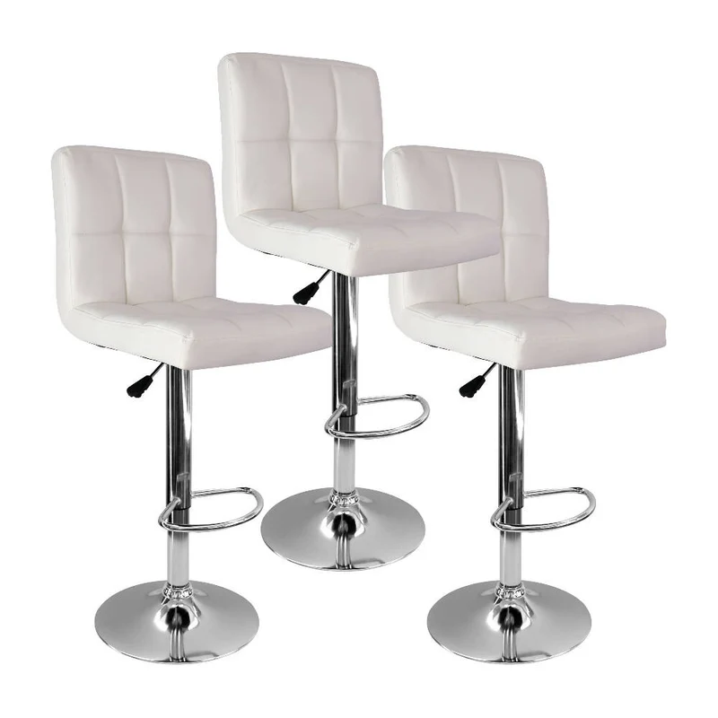 Kit por 3 Silla Acolchada Tipo Bar - Blanca