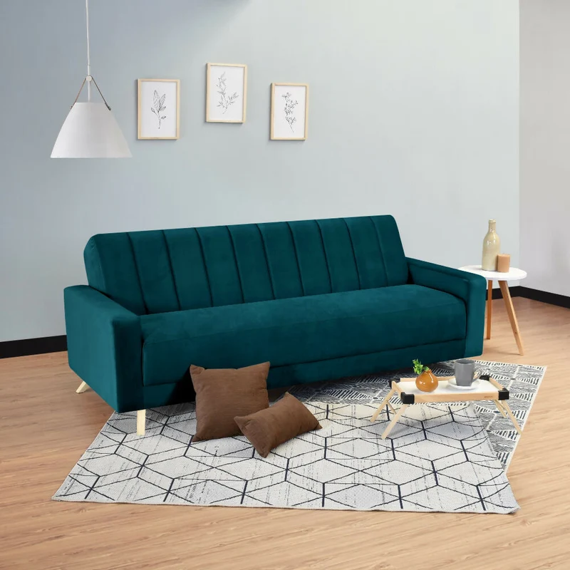 Sofá Cama Dominic Reclinable 3 Posiciones 206x90x80 Tela Petróleo