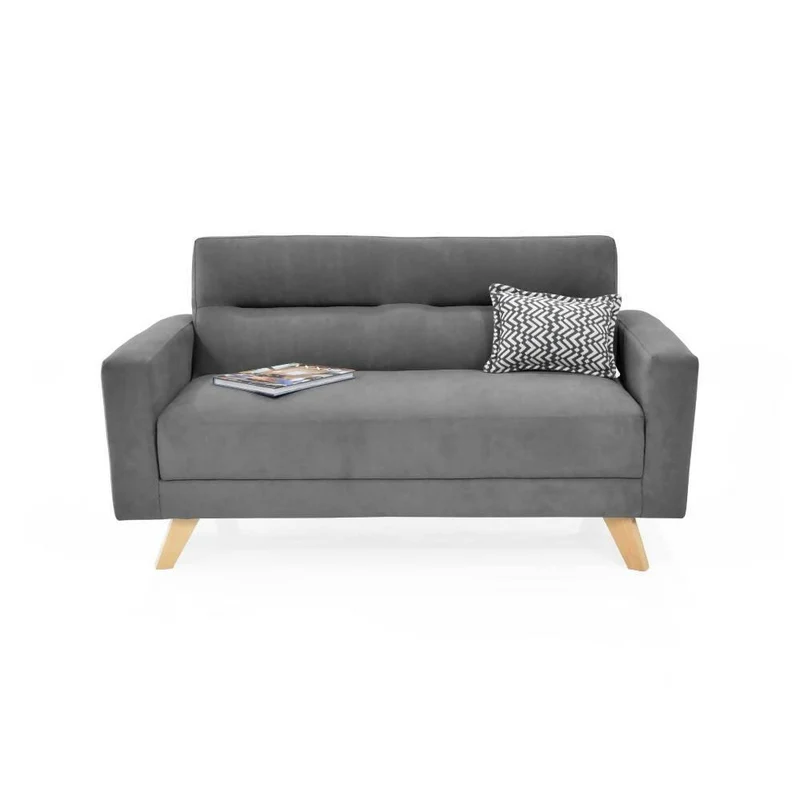 Sofá 2 Puestos Barza 150x82x83 Tela Poliéster Gris