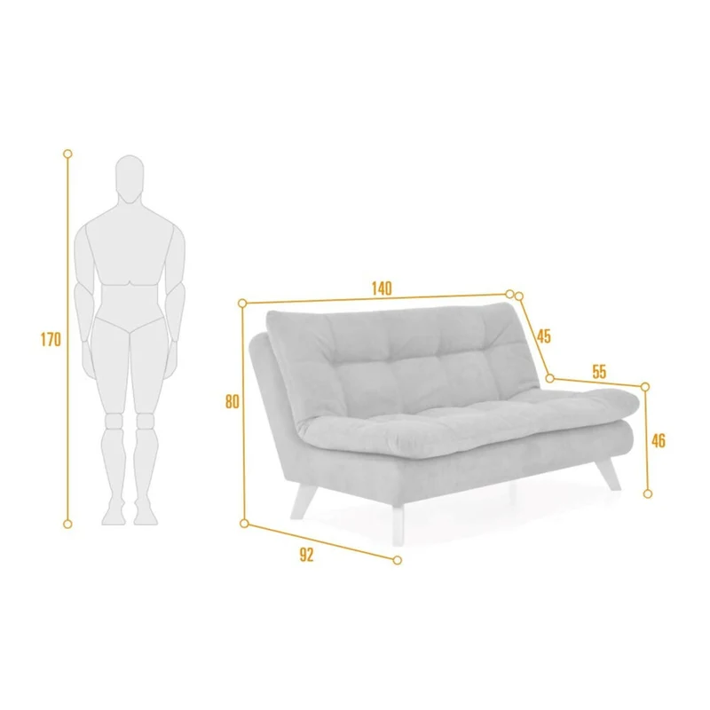 Sofá 2 Puestos Toulouse 140X92x80 Tela Taupe