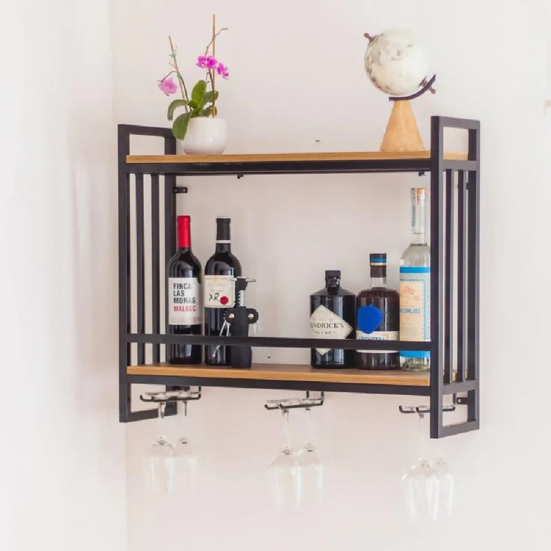 Repisa Bar Pared con Porta Copas Akima