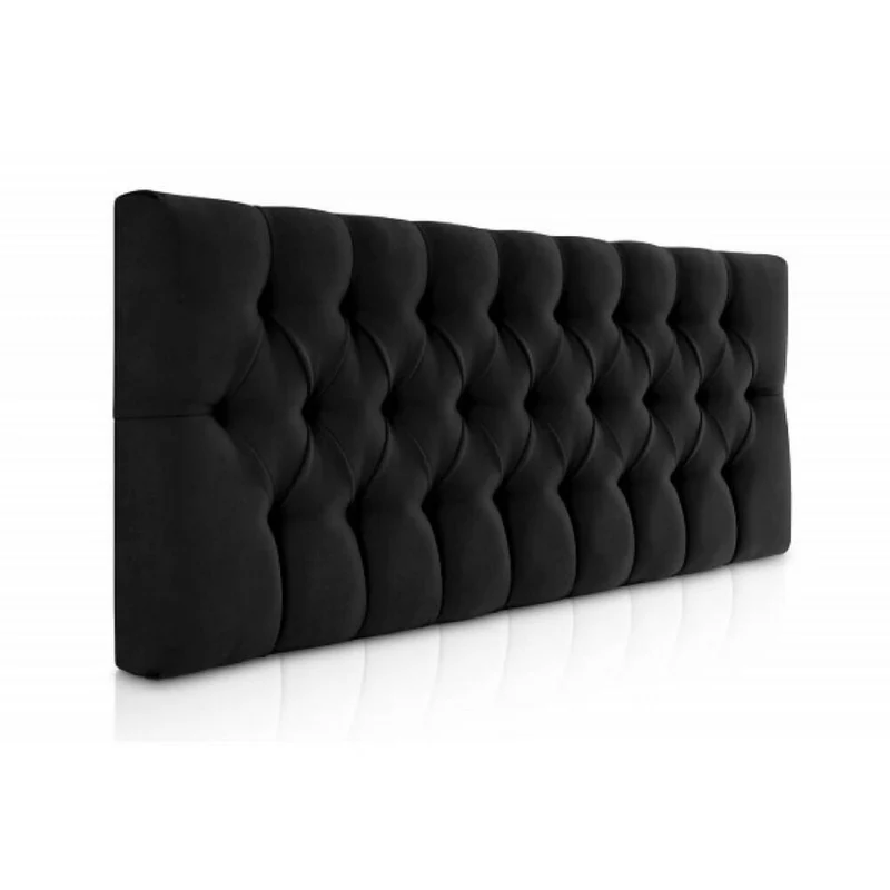 Cabecero Tapizado Tela Base Cama Queen Rombos Negro