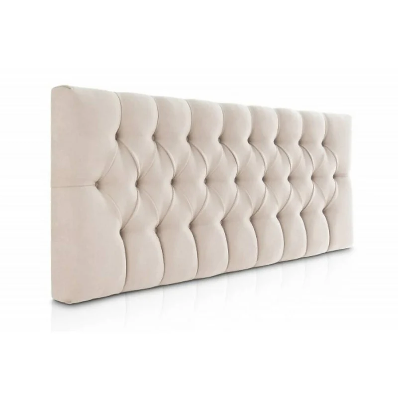 Cabecero Tapizado Tela Base Cama Semi-Doble Rombos Beige