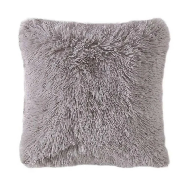 Cojín Decorativo Peludo Gris Claro