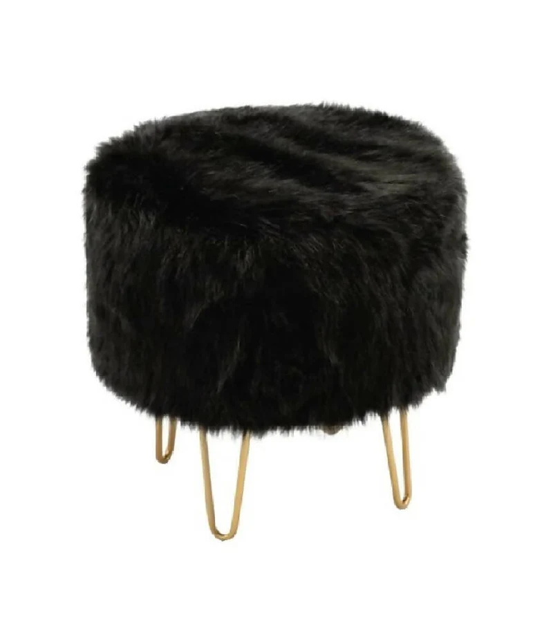 Silla Puff Tocador para Maquillaje Negro