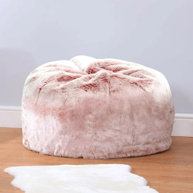 Puff Pera Gigante Peludo Peluche Rosa