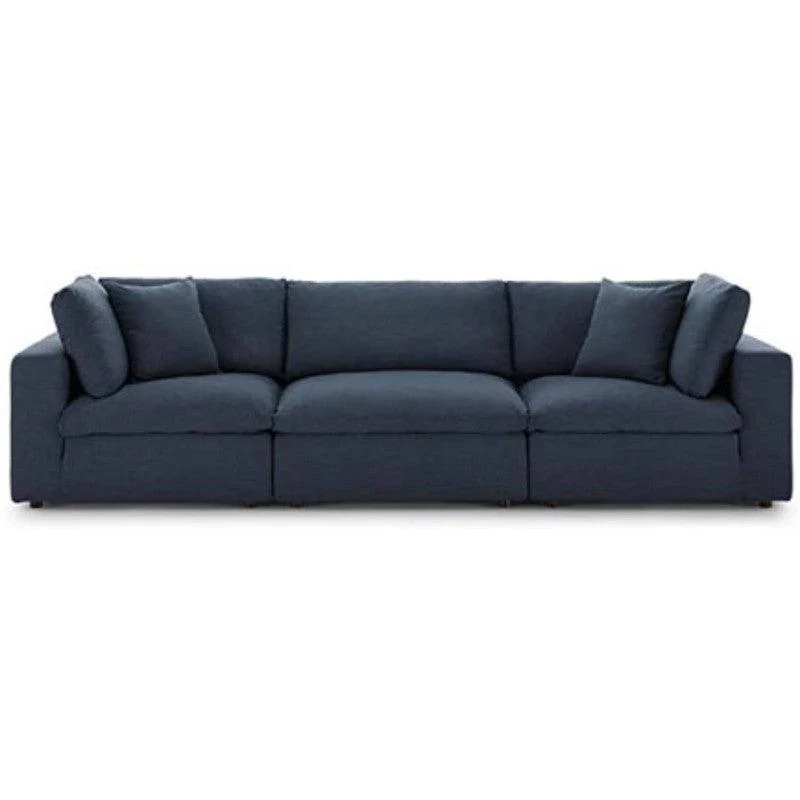 Sofá Emperador 5 Puestos Azul Tela Anti Fluidos 300x95x85