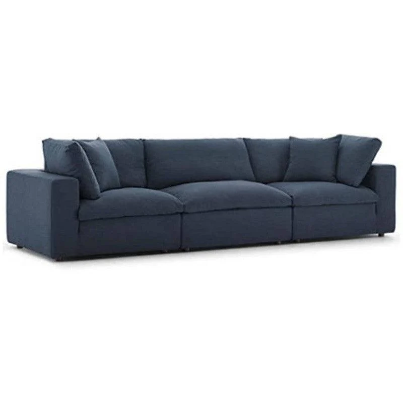 Sofá Emperador 5 Puestos Azul Tela Anti Fluidos 300x95x85