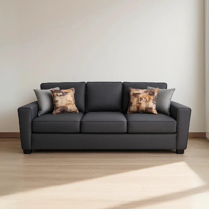 Sofá Peña 3 Puestos Gris Tela Anti Fluidos 220x95x90