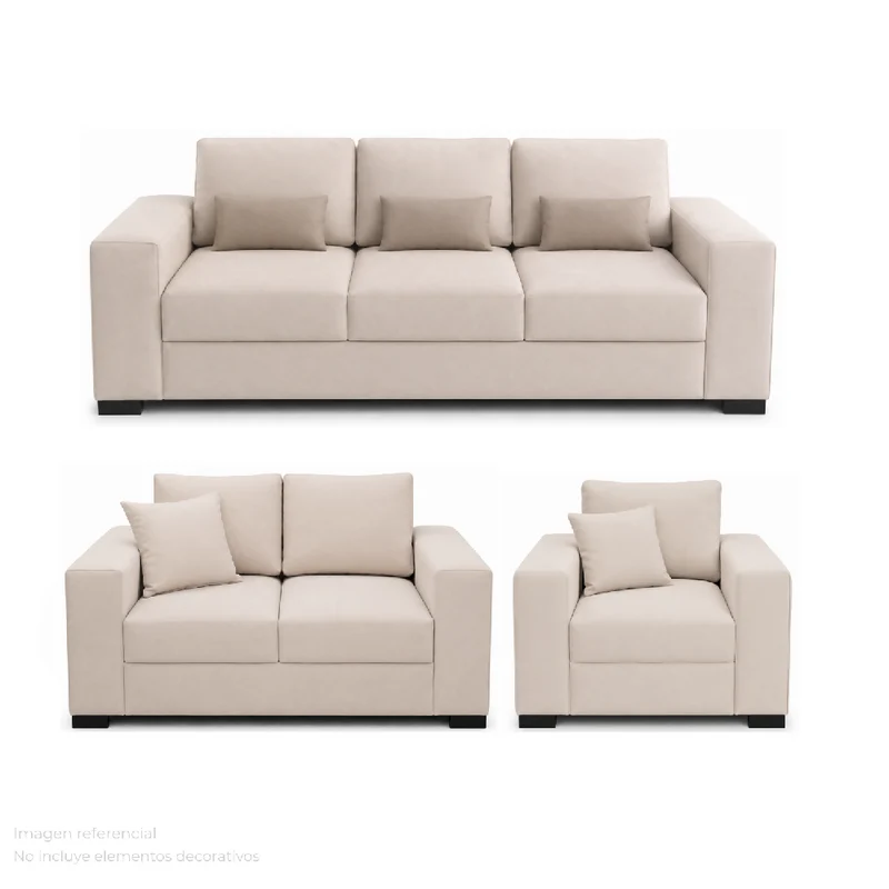 Juego de Sala 3-2-1 Borjas Tela Pet Friendly Antifluidos 190x80x80