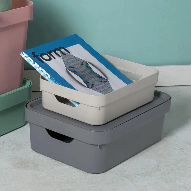 Caja Organizadora Baja Cube sin Tapa Color Plomo