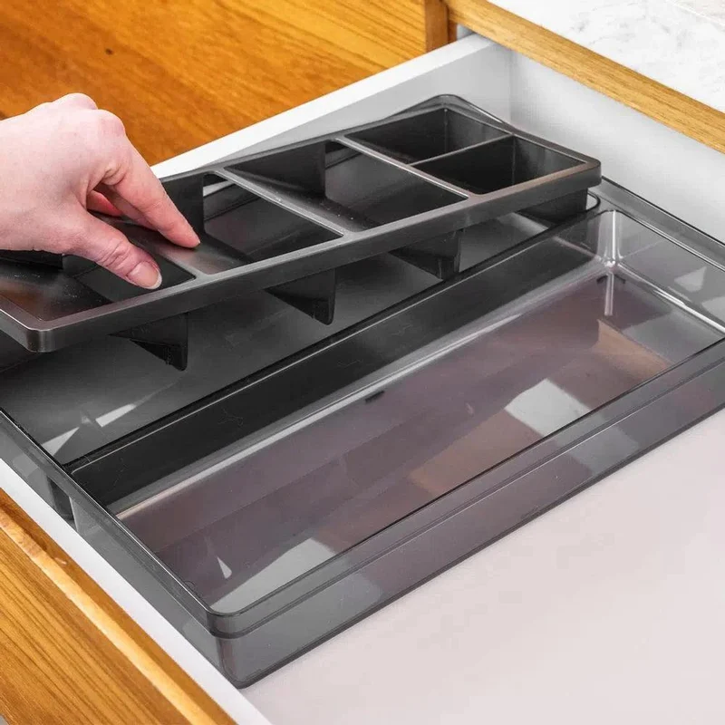 Organizador de Utensillos y Cubiertos Clear Color Humo y Negro
