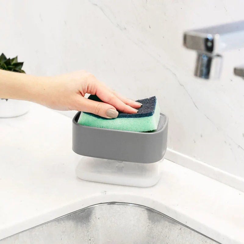 Dispensador para Detergente y Esponja Trium Color Plomo