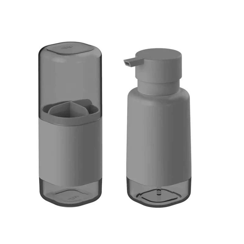Kit Accesorios para Baño Color Plomo: Portacepillos y Jabonera Líquido