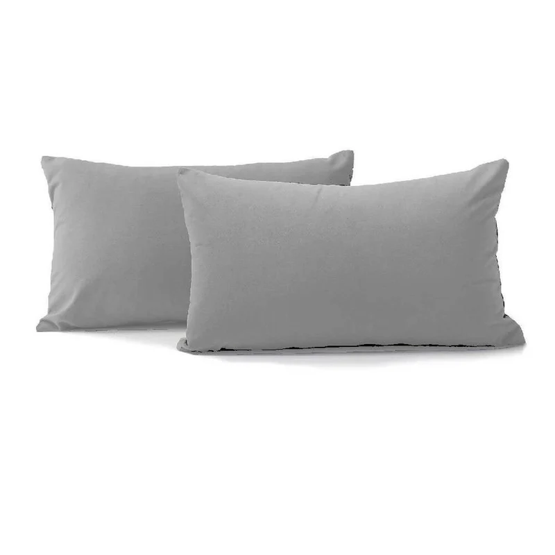 Kit x2 Funda para Cojín Almohada Tela 70x50 Gris Plata