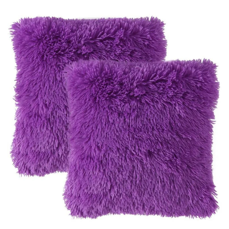 Kit x 2 Fundas Cojines Peludo Lila