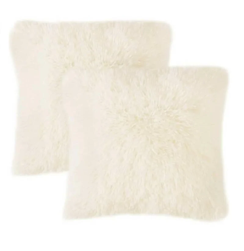 Kit x 2 Fundas Cojines Peludo Marfil