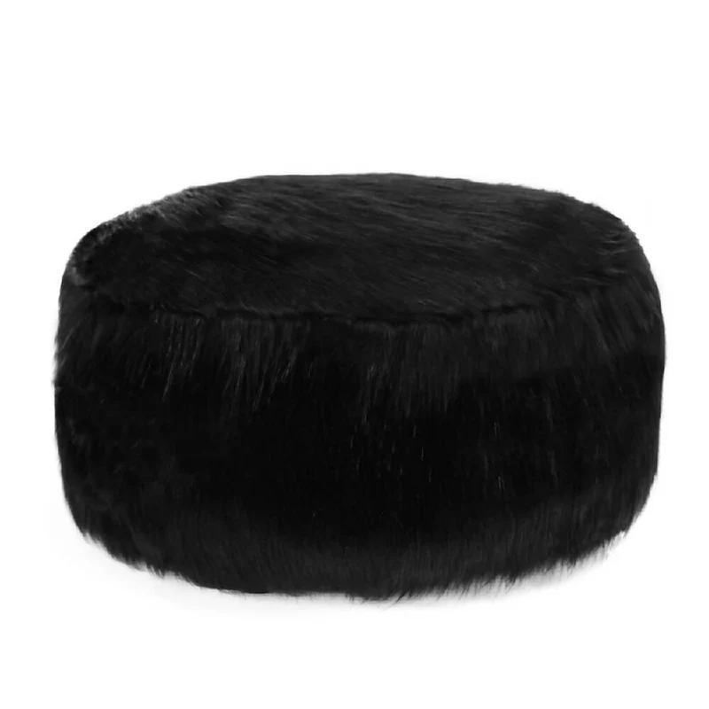 Puff Descansa Pies Reposapiés en Peluche Negro