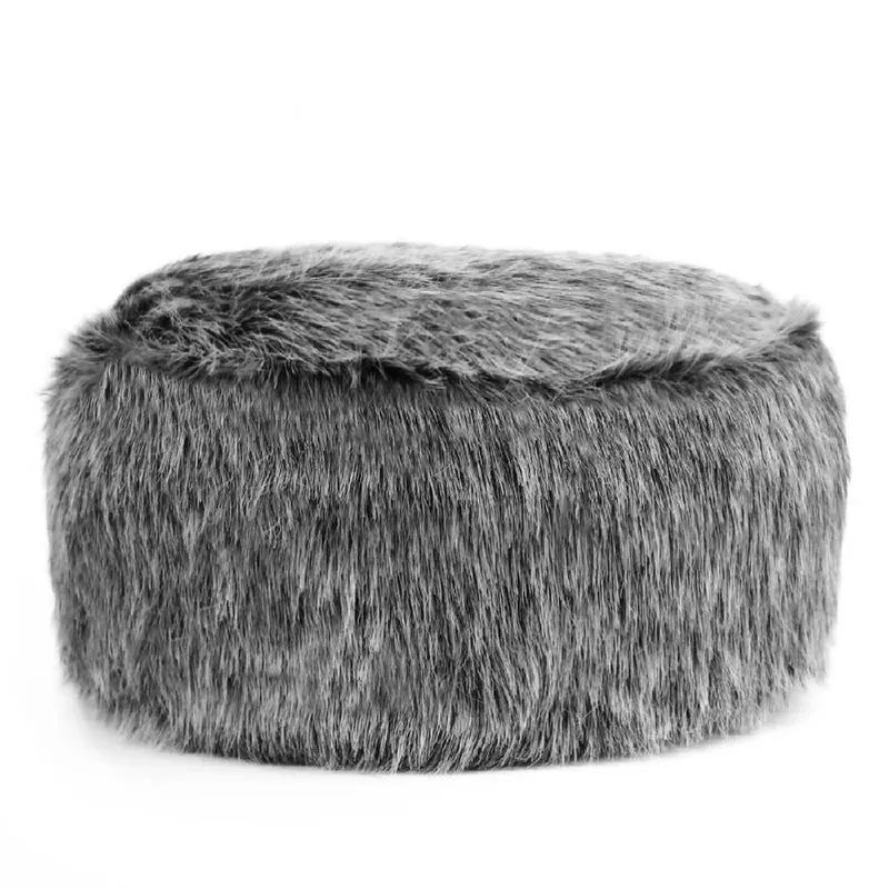 Puff Descansa Pies Reposapiés en Peluche Gris Matizado