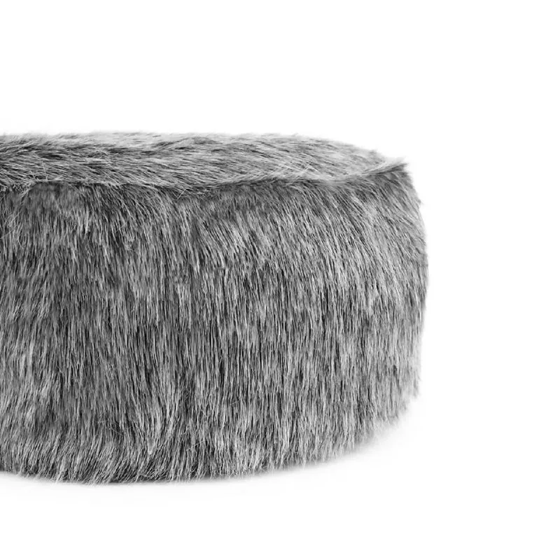 Puff Descansa Pies Reposapiés en Peluche Gris Matizado
