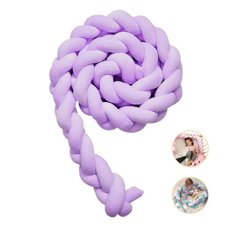 Cojín Protector para Cuna Trenza 2 Metros Lila