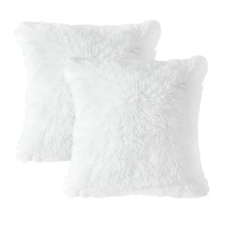 Kit x 2 Fundas Cojines Peludo Blanco