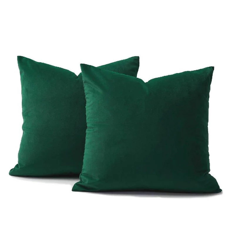 Cojín X2 Decorativo Cuadrado en Tela Verde Esmeralda