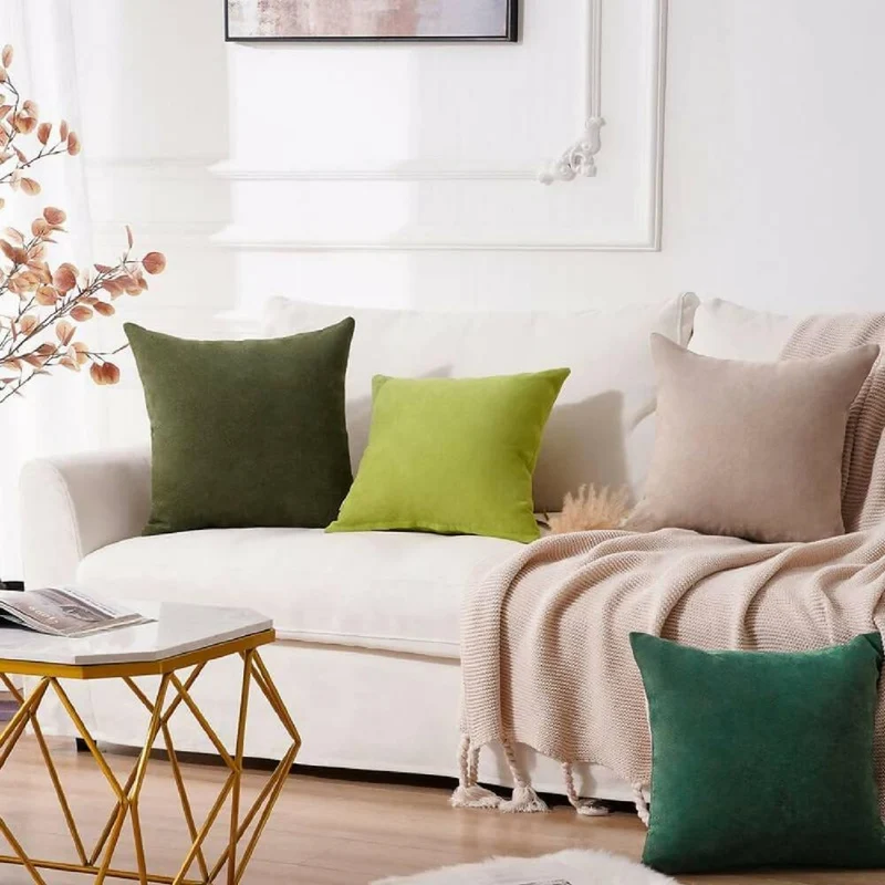 Cojín X2 Decorativo Cuadrado en Tela Verde Esmeralda