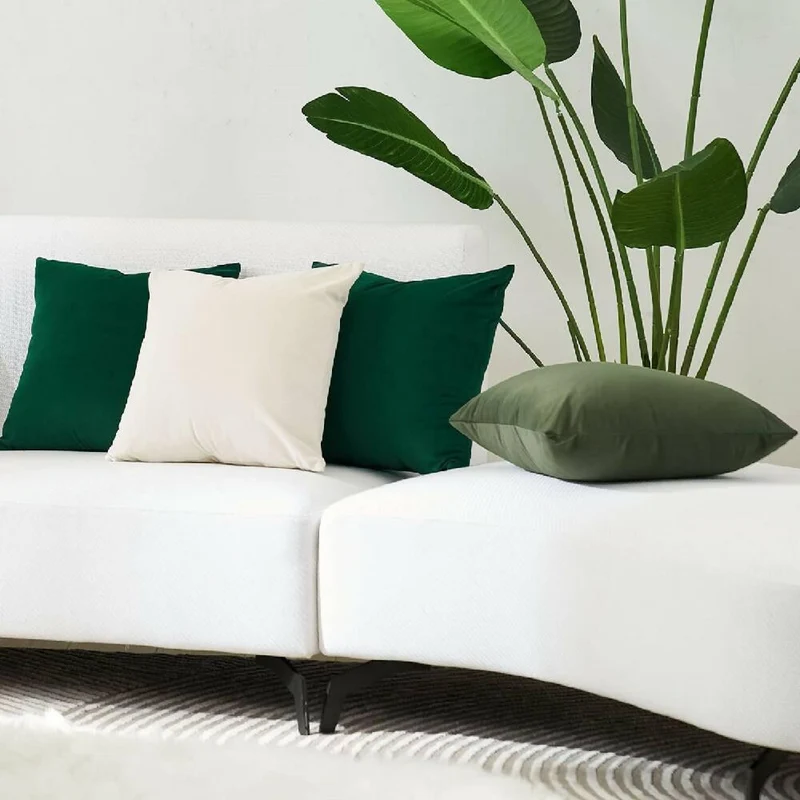 Cojín X2 Decorativo Cuadrado en Tela Verde Esmeralda