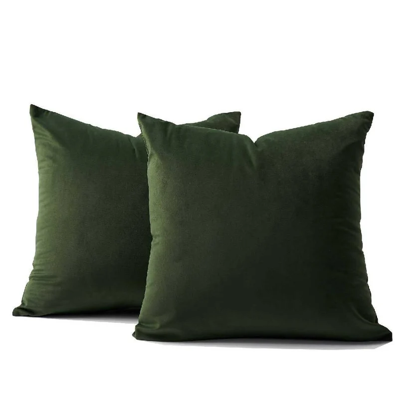 Cojín X2 Decorativo Cuadrado en Tela Verde Militar