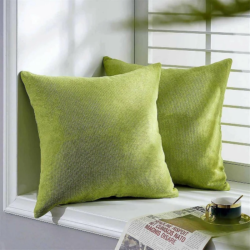 Cojín X2 Decorativo Cuadrado en Tela Verde Pistacho