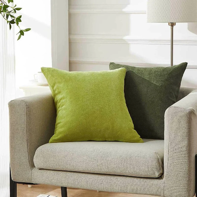 Cojín X2 Decorativo Cuadrado en Tela Verde Pistacho