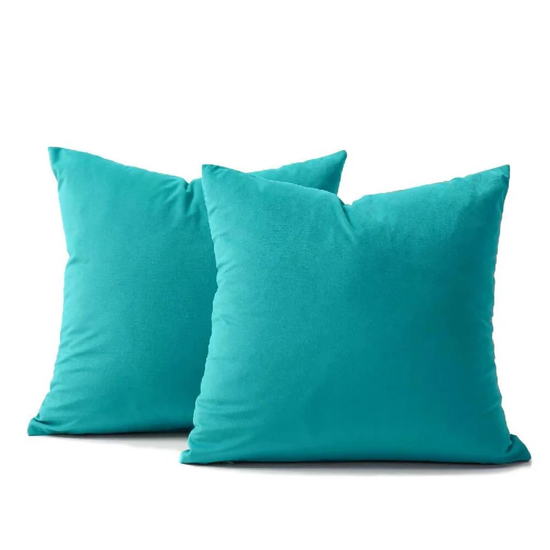 Cojín X2 Decorativo Cuadrado en Tela Turquesa