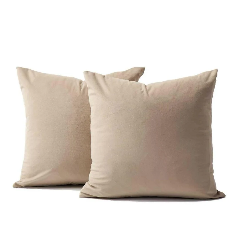 Cojín X2 Decorativo Cuadrado en Tela Beige