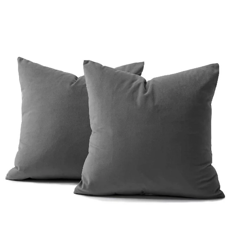 Cojín X2 Decorativo Cuadrado en Tela Gris Oscuro
