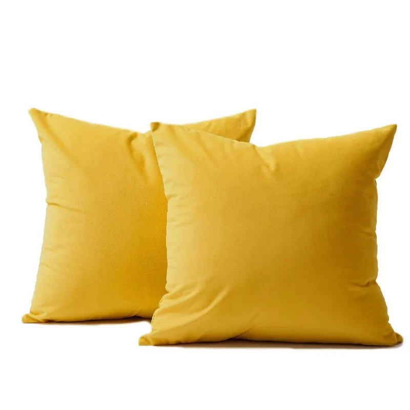 Cojín X2 Decorativo Cuadrado en Tela Amarillo
