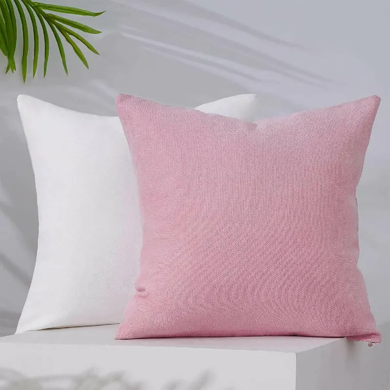 Cojín X2 Decorativo Cuadrado en Tela Rosado