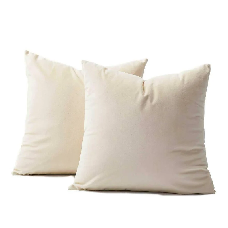Cojín X2 Decorativo Cuadrado en Tela Marfil