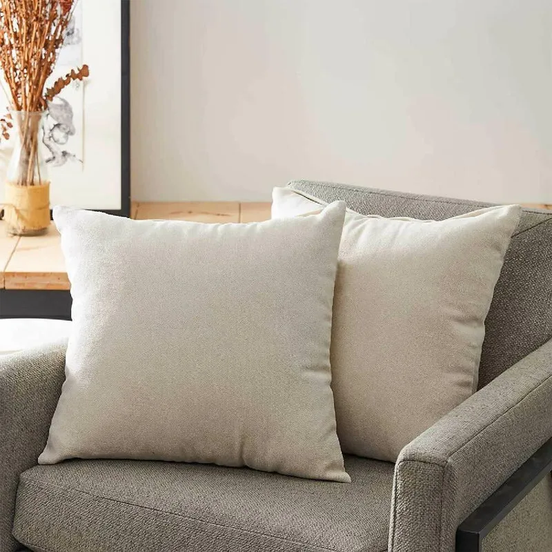 Cojín X2 Decorativo Cuadrado en Tela Marfil