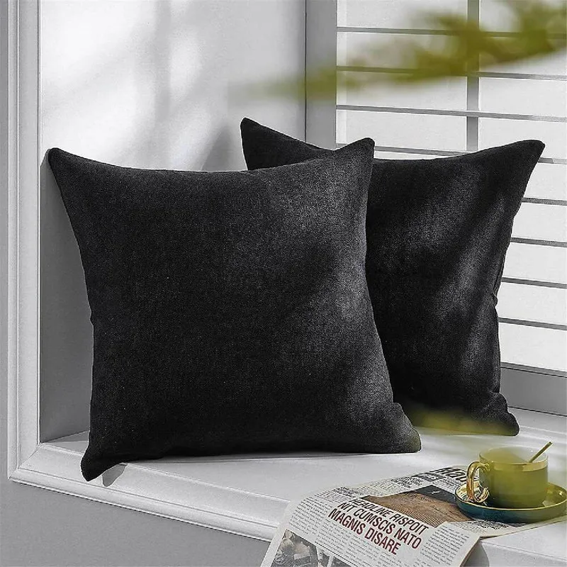 Cojín X2 Decorativo Cuadrado en Tela Negro