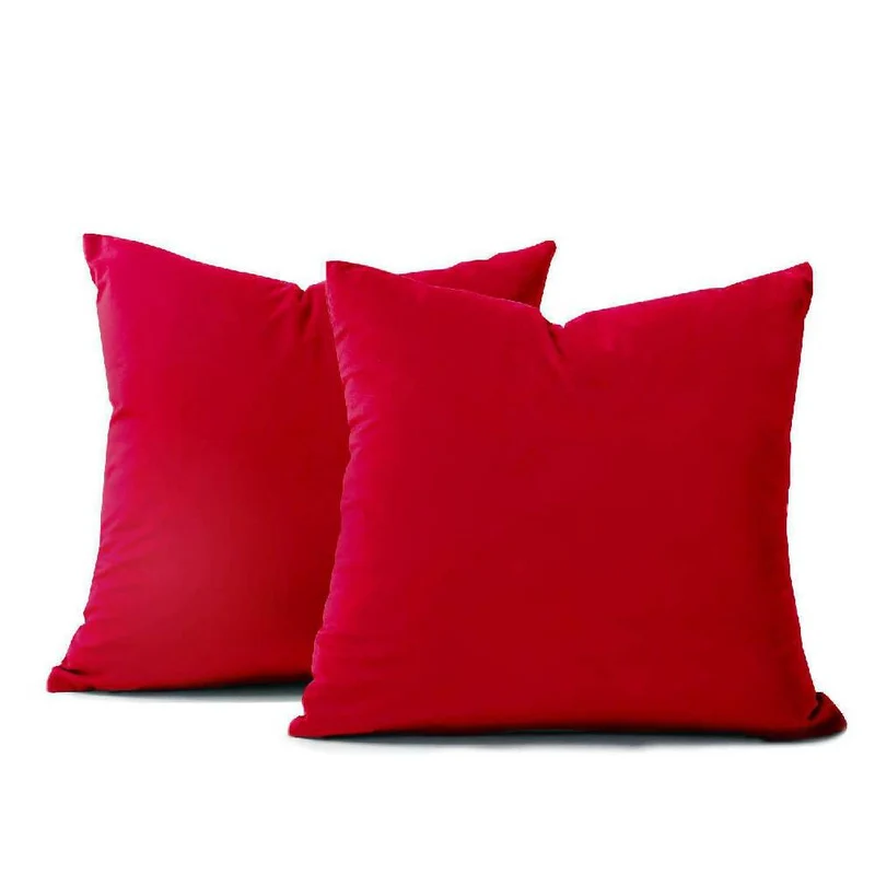 Cojín X2 Decorativo Cuadrado en Tela Rojo