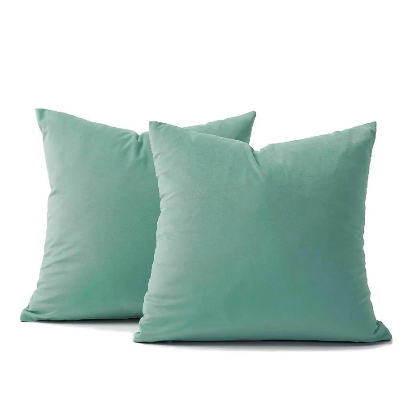 Cojín X2 Decorativo Cuadrado en Tela Menta