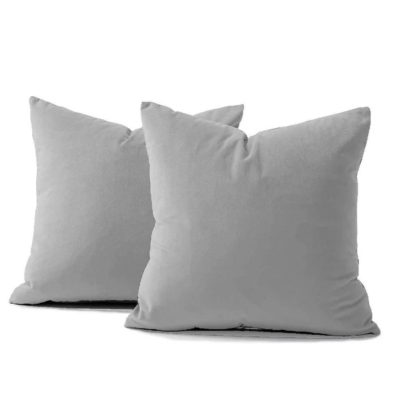 Cojín X2 Decorativo Cuadrado en Tela Gris Claro