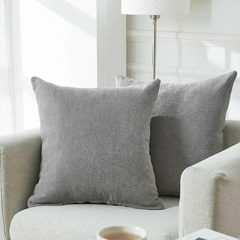 Cojín X2 Decorativo Cuadrado en Tela Gris Claro