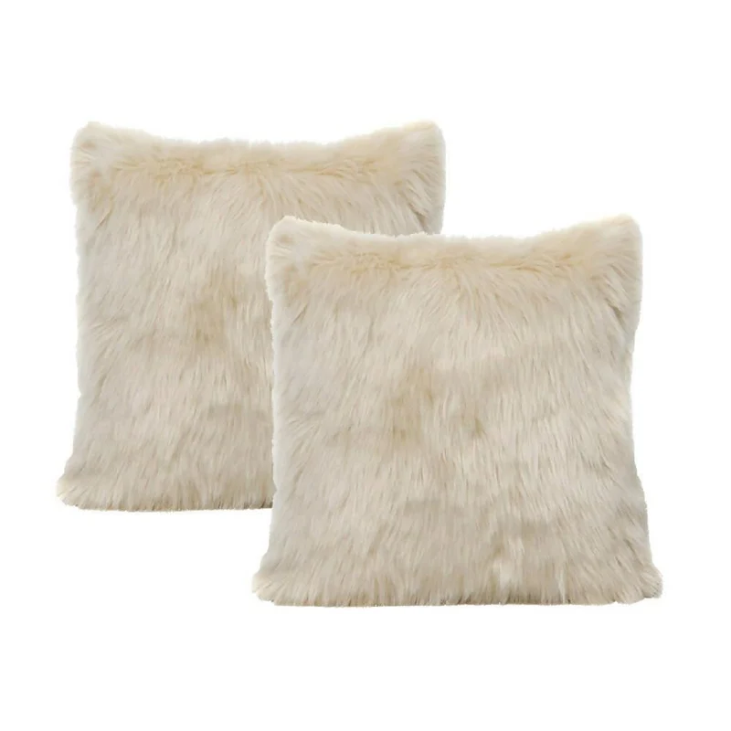 Kit x 2 Fundas Cojines Peluche Largo Café Matizado