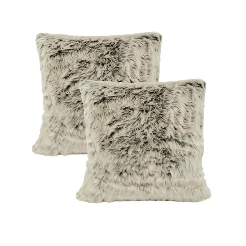 Kit x 2 Fundas Cojines Peluche Largo Crema Matizado